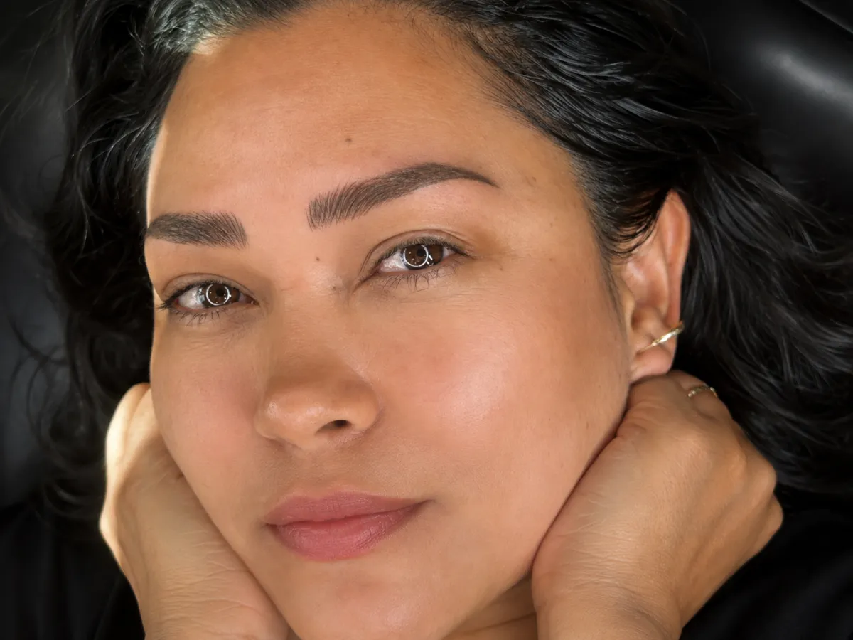 Nano Combo Brows result with natural hair strokes and soft shading by Cristal Torres Brows