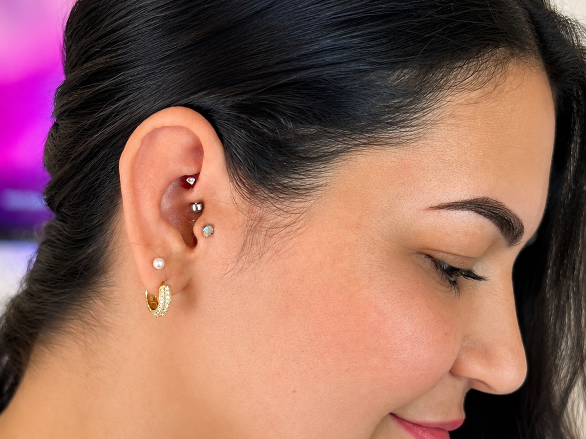 Ear piercings by Cristal Torres Brows in Las Vegas