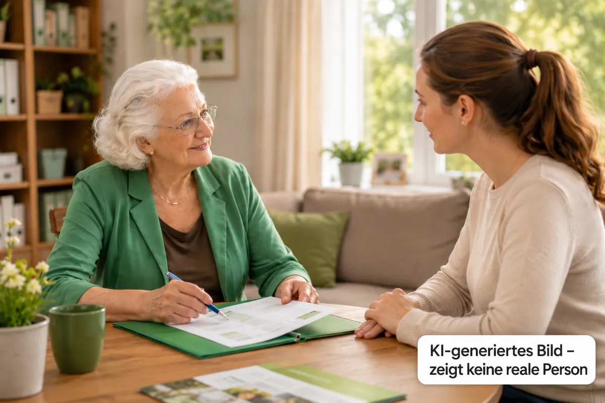 Kundenberater im Gespräch mit einer Seniorin