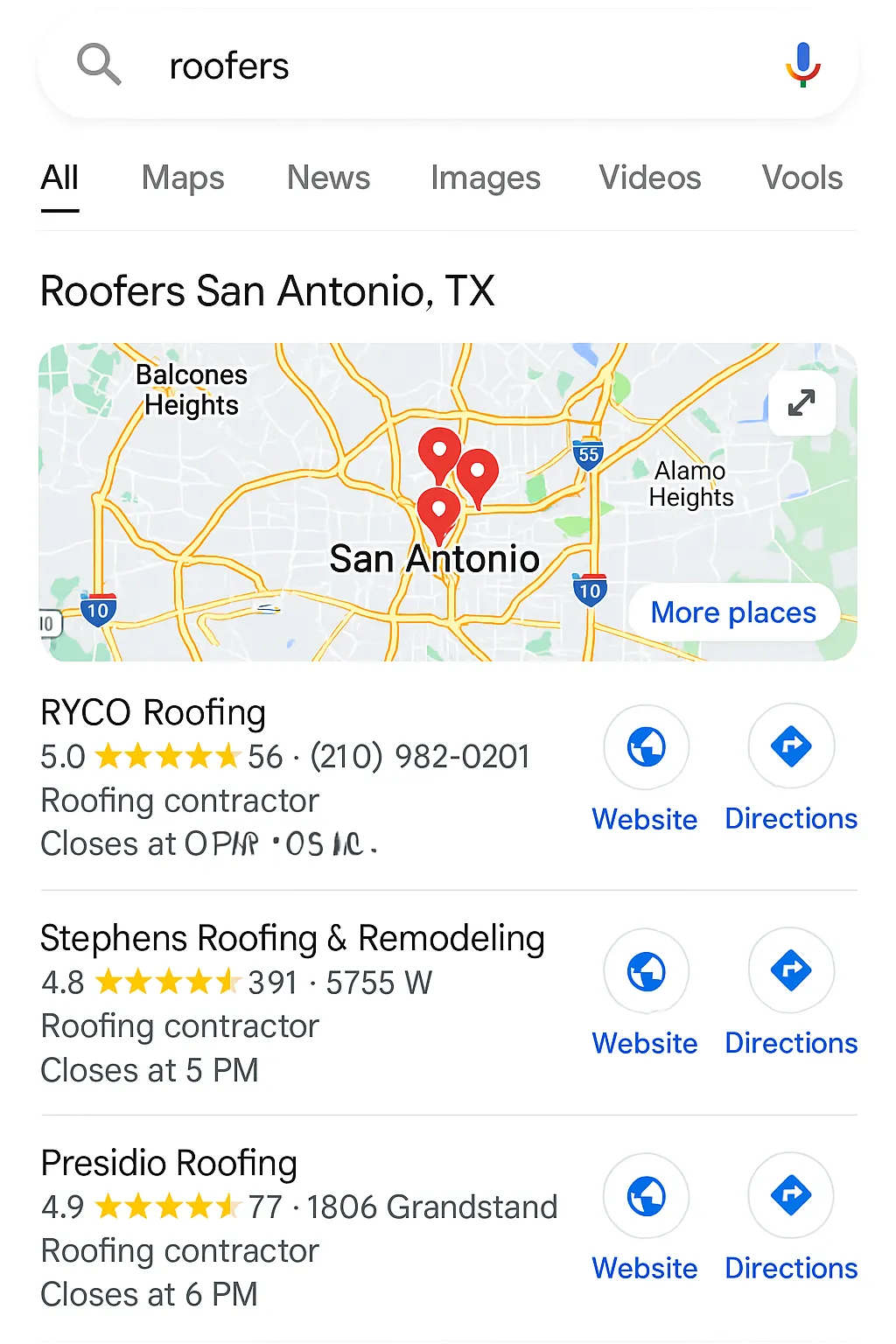 Local business appearing in top 3 Google Maps search results