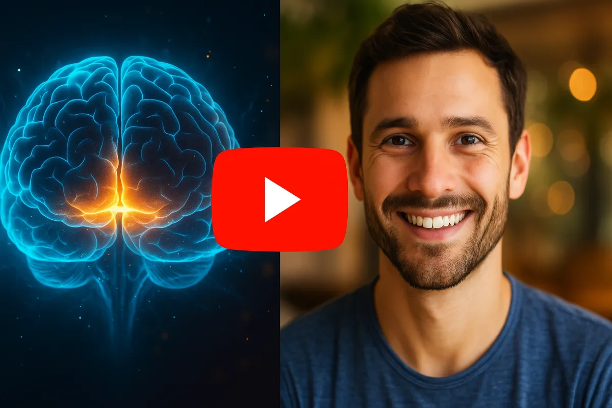 Isolated product play-button emblem: a modern circular play badge with subtle glass finish in brand blue, centered on pure white isolated background, no shadows, high-detail vector-like finish for hero poster.