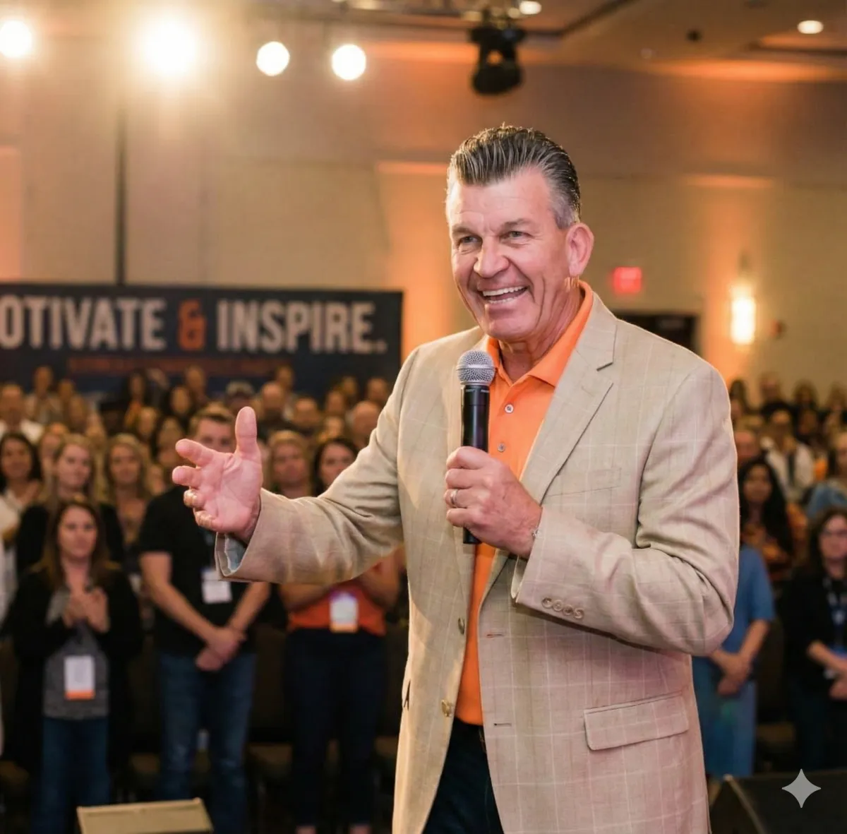 John DeSmiedt, Wealth Architect, smiling confidently in a modern office with city skyline, wearing a navy suit and gold tie, 3:2 aspect ratio, professional portrait, natural light, approachable demeanor, background softly blurred