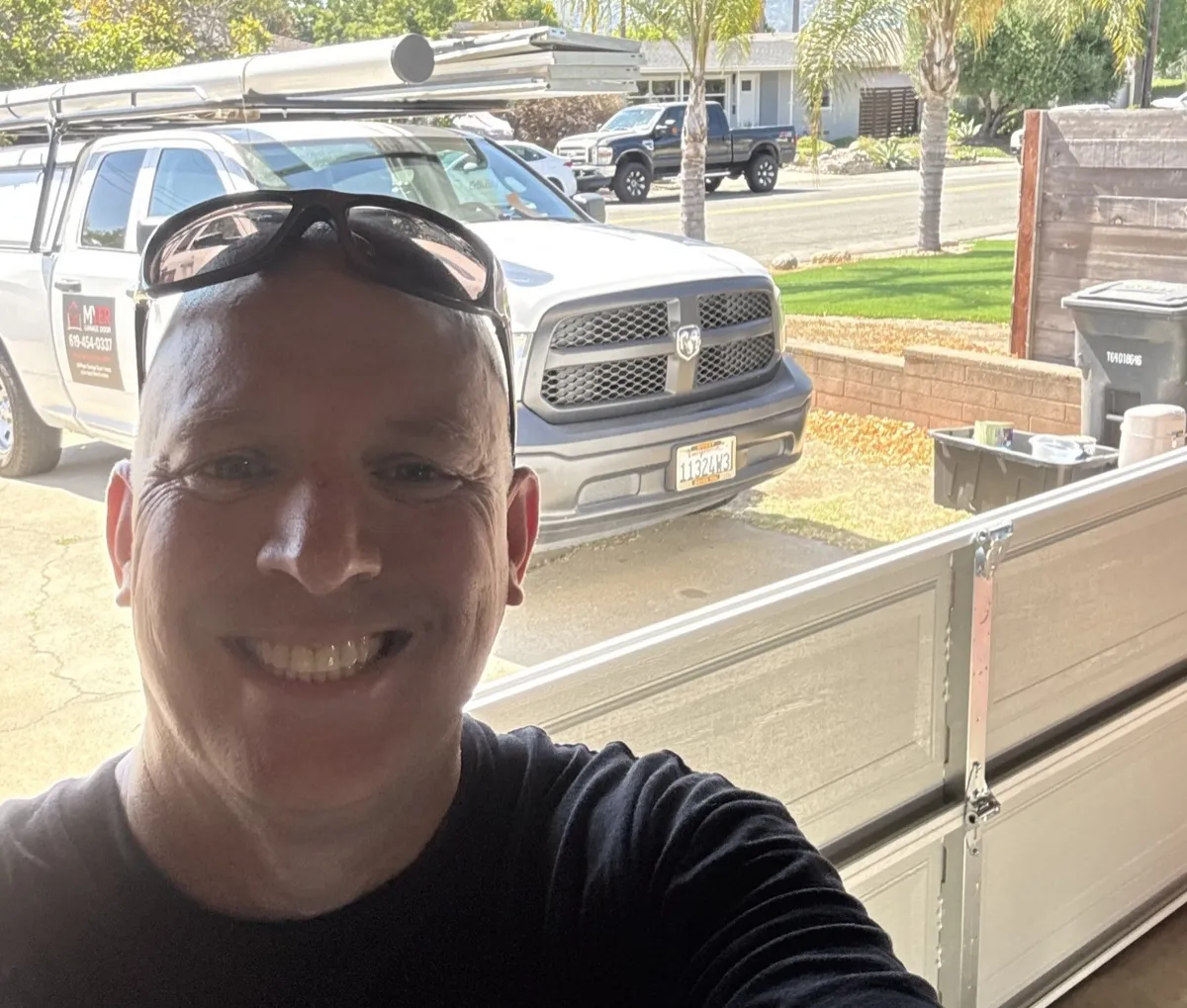 [Real job photo] - James Myer, U.S. Marine Veteran and Owner-Operator of Myer Garage Door