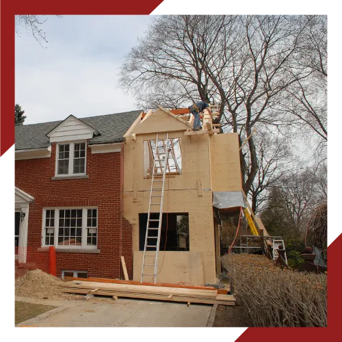Home remodeling team working on a house in Rockville, MD