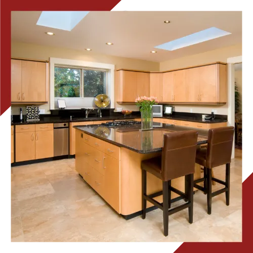 Kitchen remodeling project in Bethesda MD with modern cabinets and bright open space 