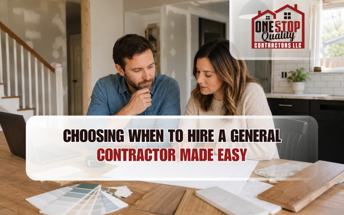 Homeowners discussing when to hire a general contractor for a renovation