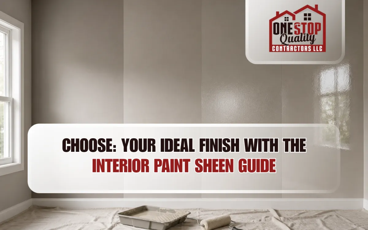 Interior paint sheen guide showing matte, eggshell, satin, and gloss finishes