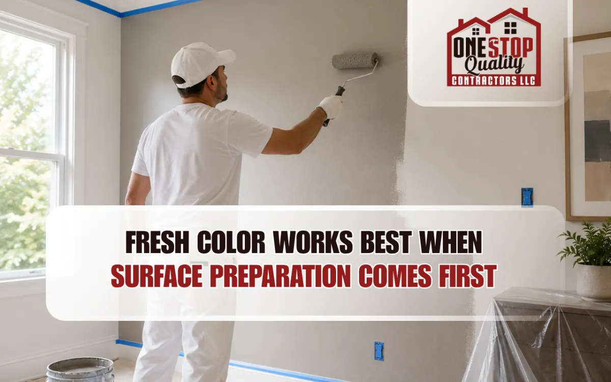 Home painting services applying a fresh interior wall finish