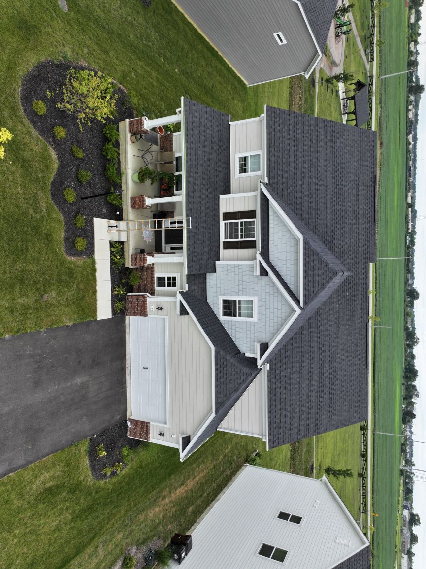 drone view of 2 story home in Delaware Ohio