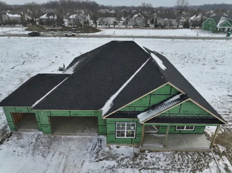 drone view of 2 story home in Delaware Ohio