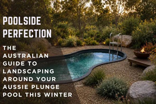 Aussie Plunge Pool surrounded by Australian native garden landscaping in winter