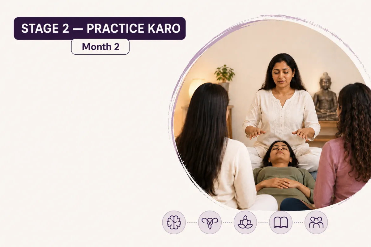 Students practicing wellness and healing techniques together