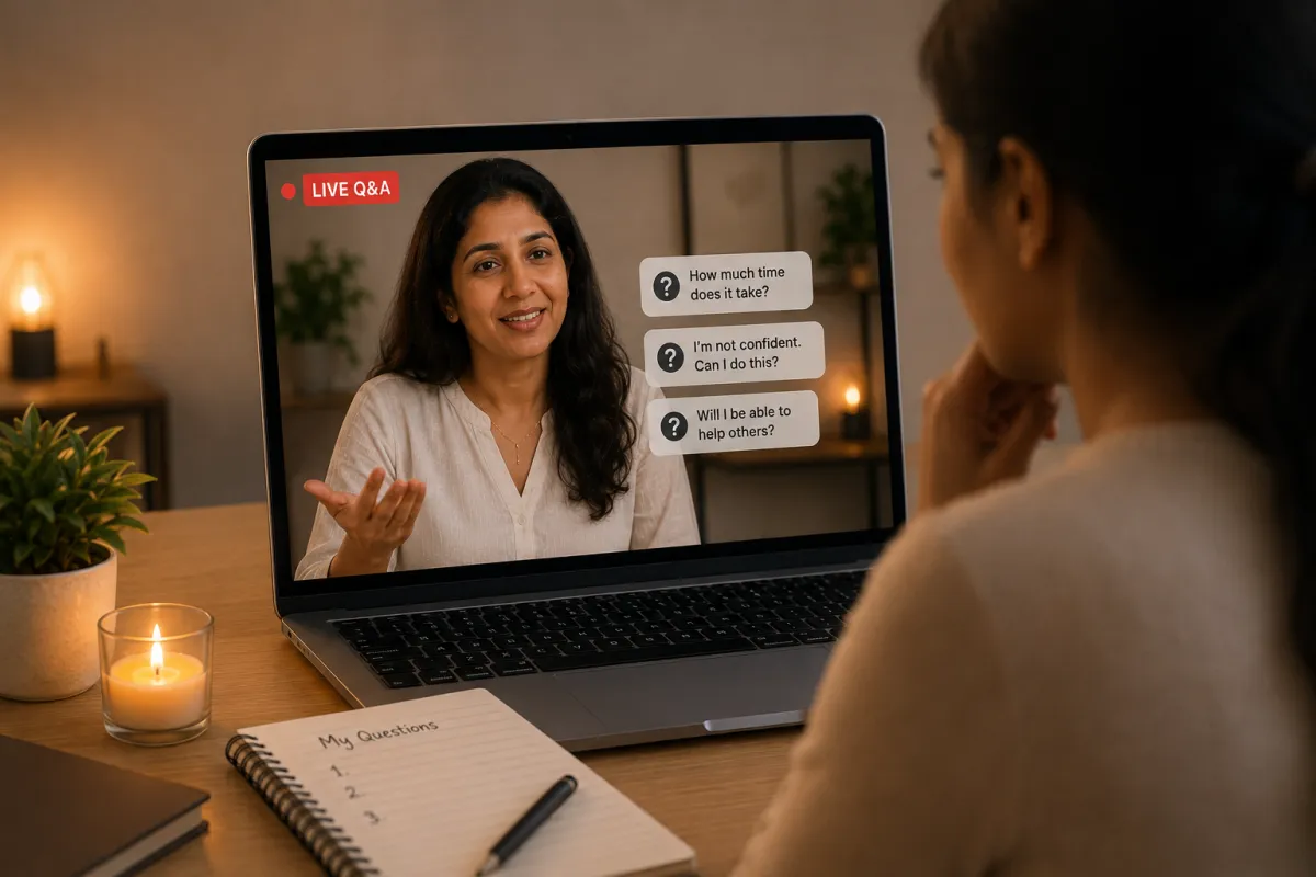 Mentor answering questions during a live group session