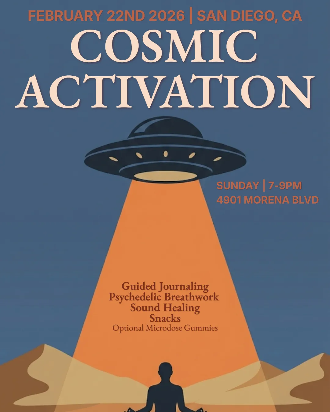 Flyer for Cosmic Activation: A spiritual wellness gathering