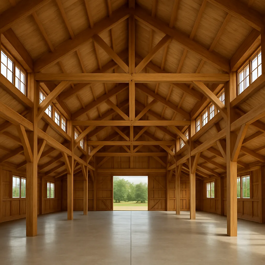 Custom king post timber truss handcrafted from Pacific Northwest cedar