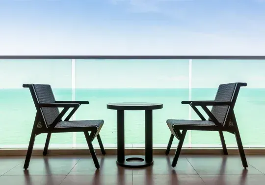 Balcony railings with glass at the Ritz-Carlton Residences