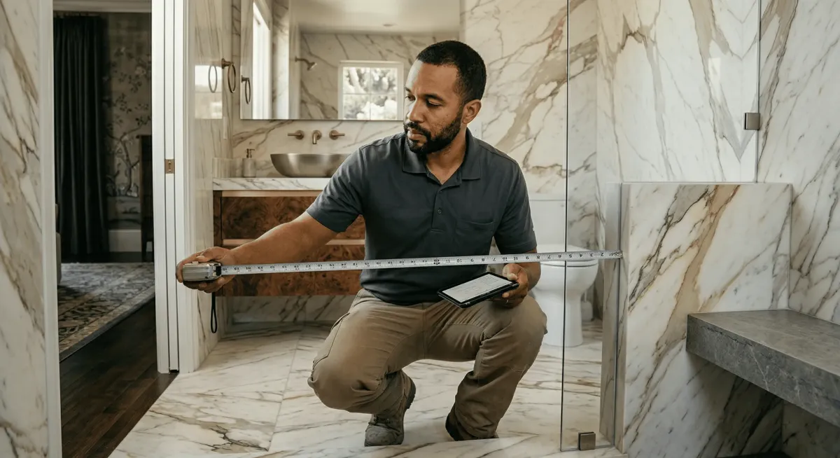 Custom shower door sizing