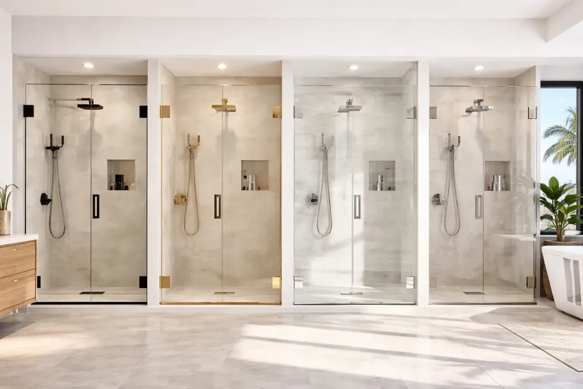 Shower door hardware finishes