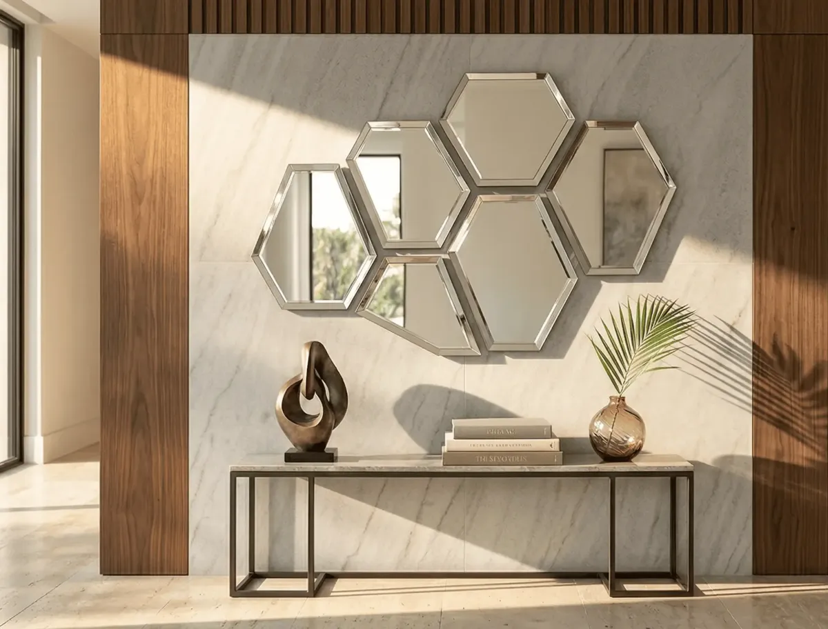 Custom-cut residential mirrors installed in a luxury Florida master bathroom