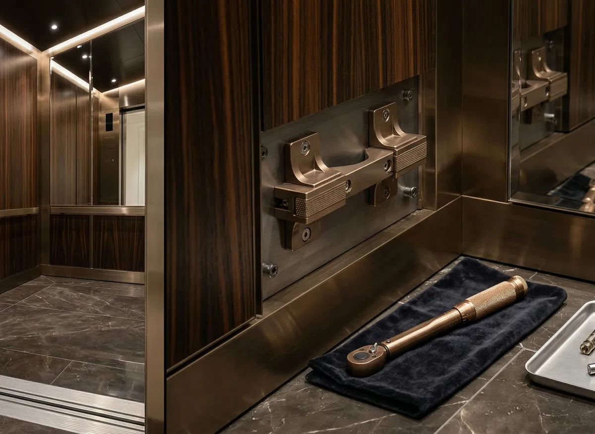 Secure mounting process ensuring the long-term durability of mirrors in lifts