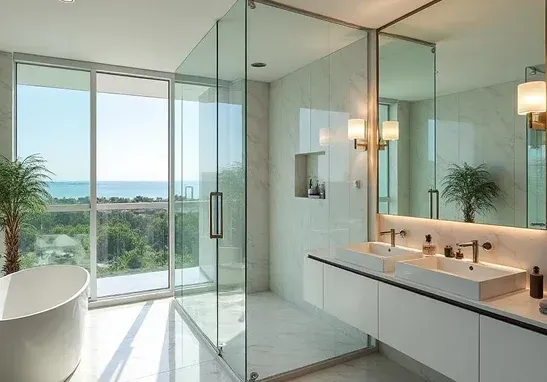 Balcony railings with glass at the Ritz-Carlton Residences