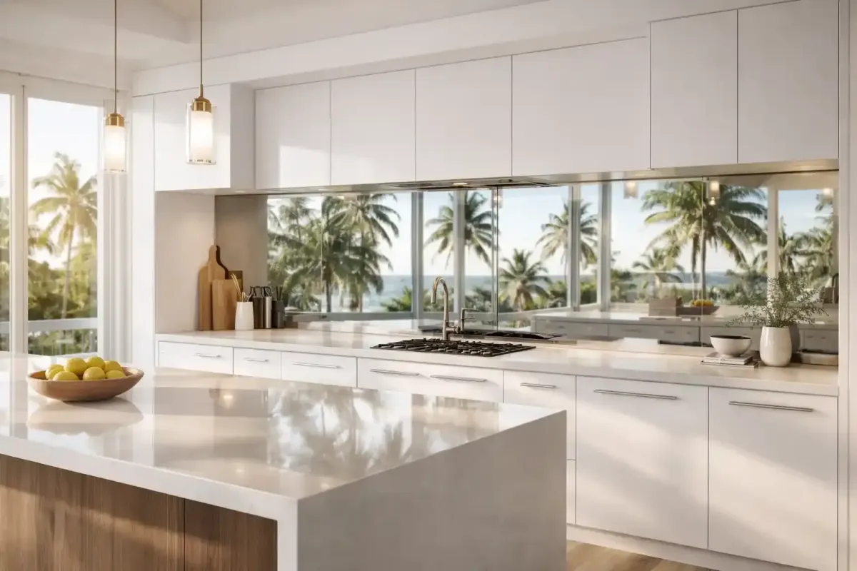 Mirror kitchen backsplash