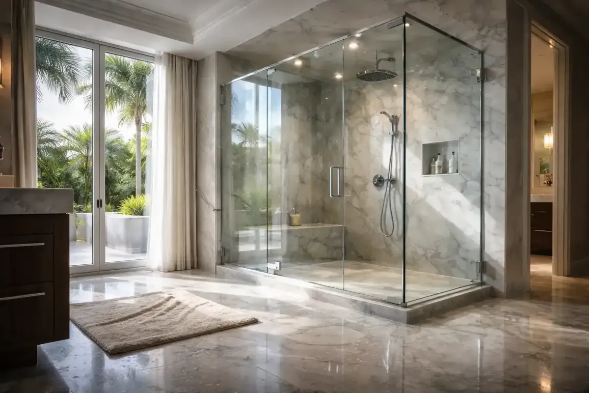  Heavy glass shower doors