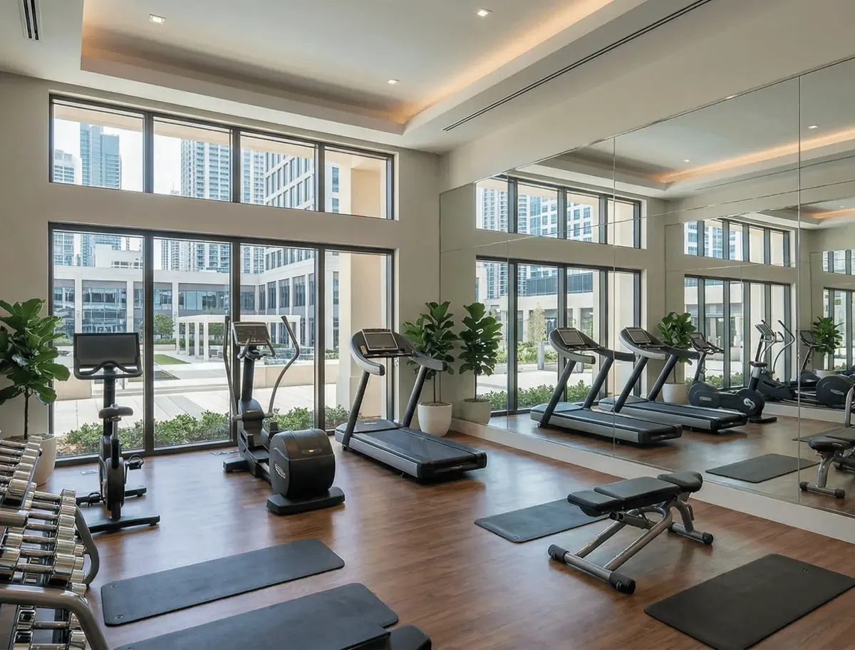 Sleek mirror for gym near me located in a corporate wellness facility or office gym