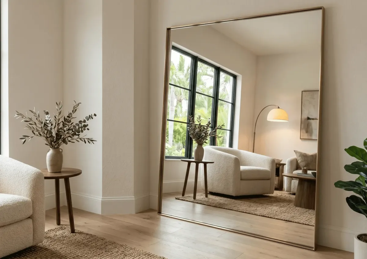 Premium low-iron floor mirror nearby for ultimate reflection clarity