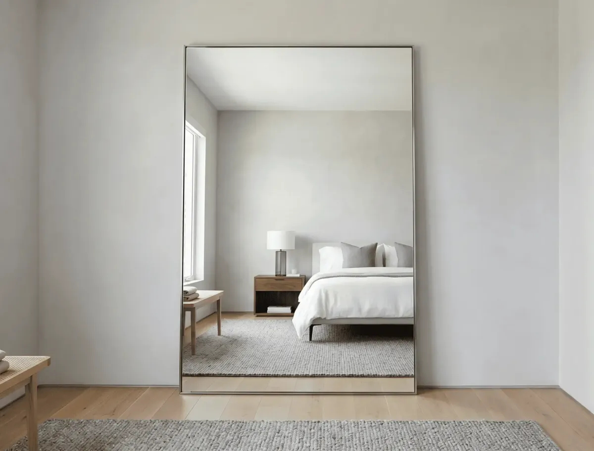 Custom-sized floor mirrors designed for perfect proportions in a Naples residence