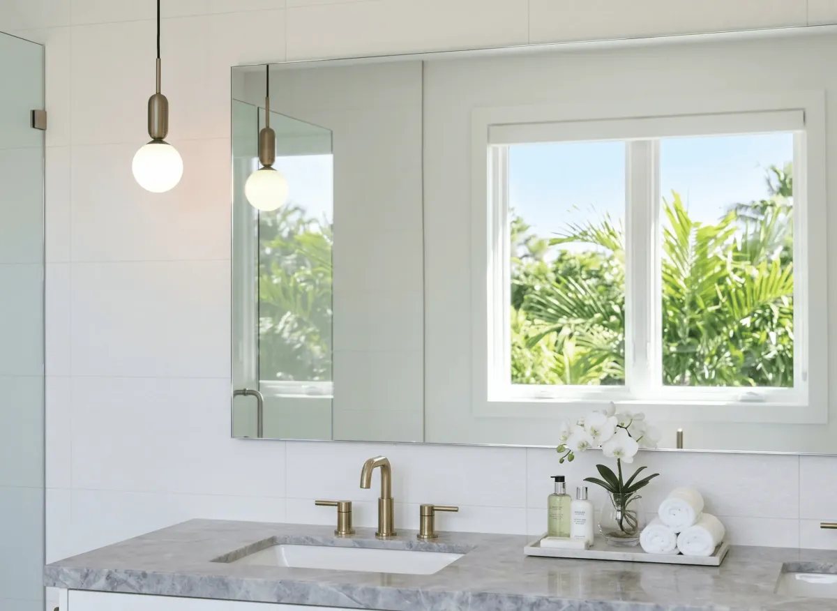 High-end low-iron bathroom mirrors near me for maximum color accuracy