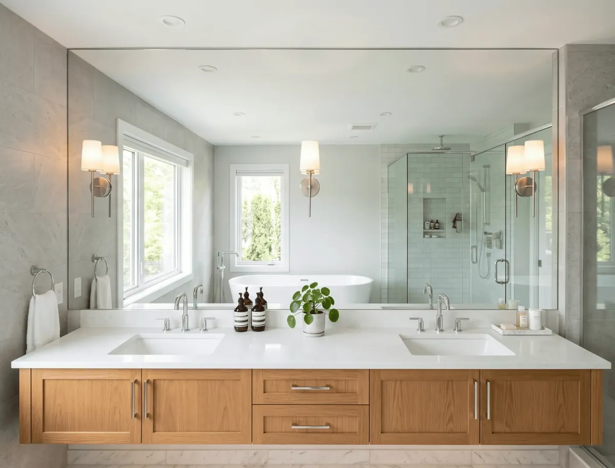 Custom bathroom mirrors near me tailored to fit double vanities perfectly in Naples