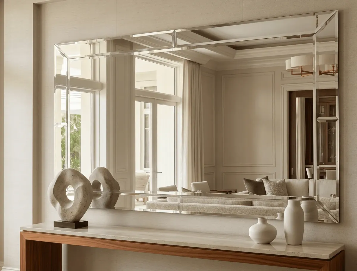 Securely mounted aesthetic wall mirror for long-term safety and stability