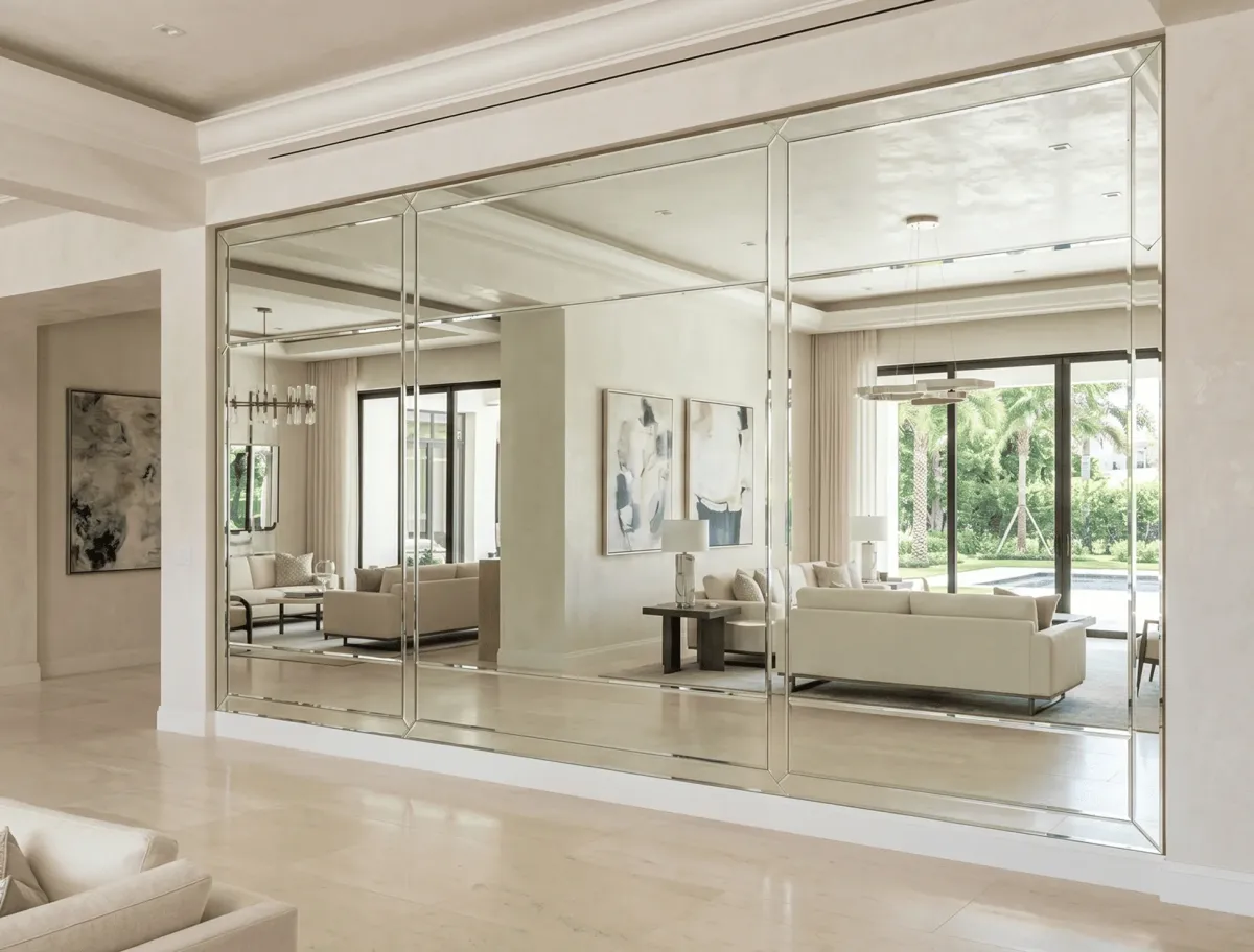 Durable decor mirror wall built to withstand high-end residential use