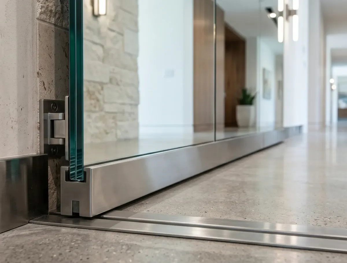 Custom interior glass handrailing for luxury residential staircases in Naples