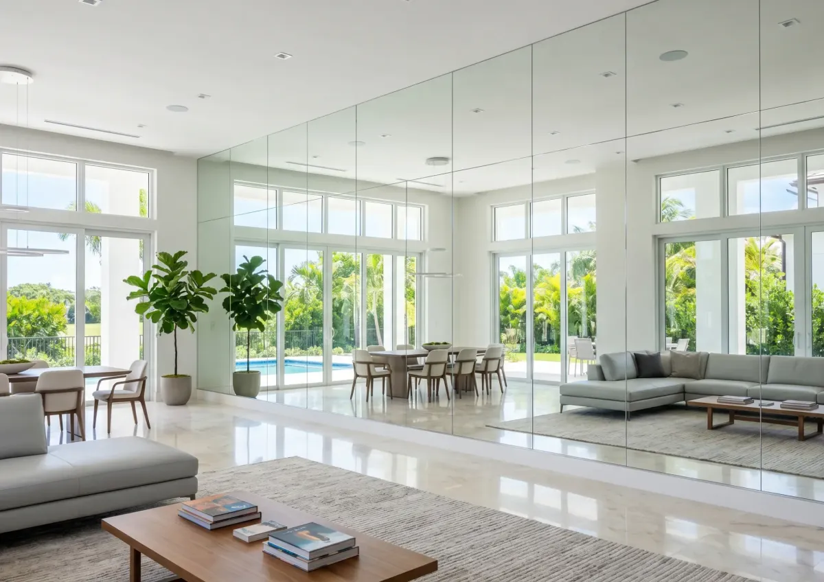 Frameless exterior glass railing for unobstructed ocean views in Naples.