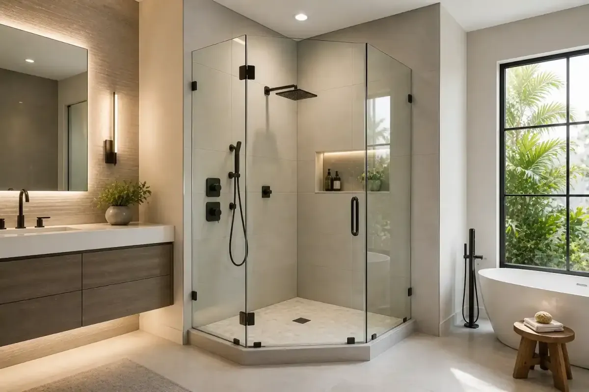 Neo angle shower glass