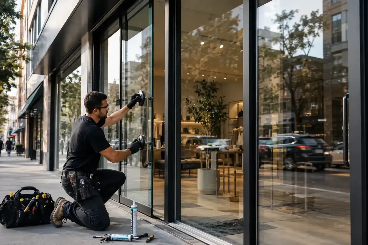 Storefront glass repair