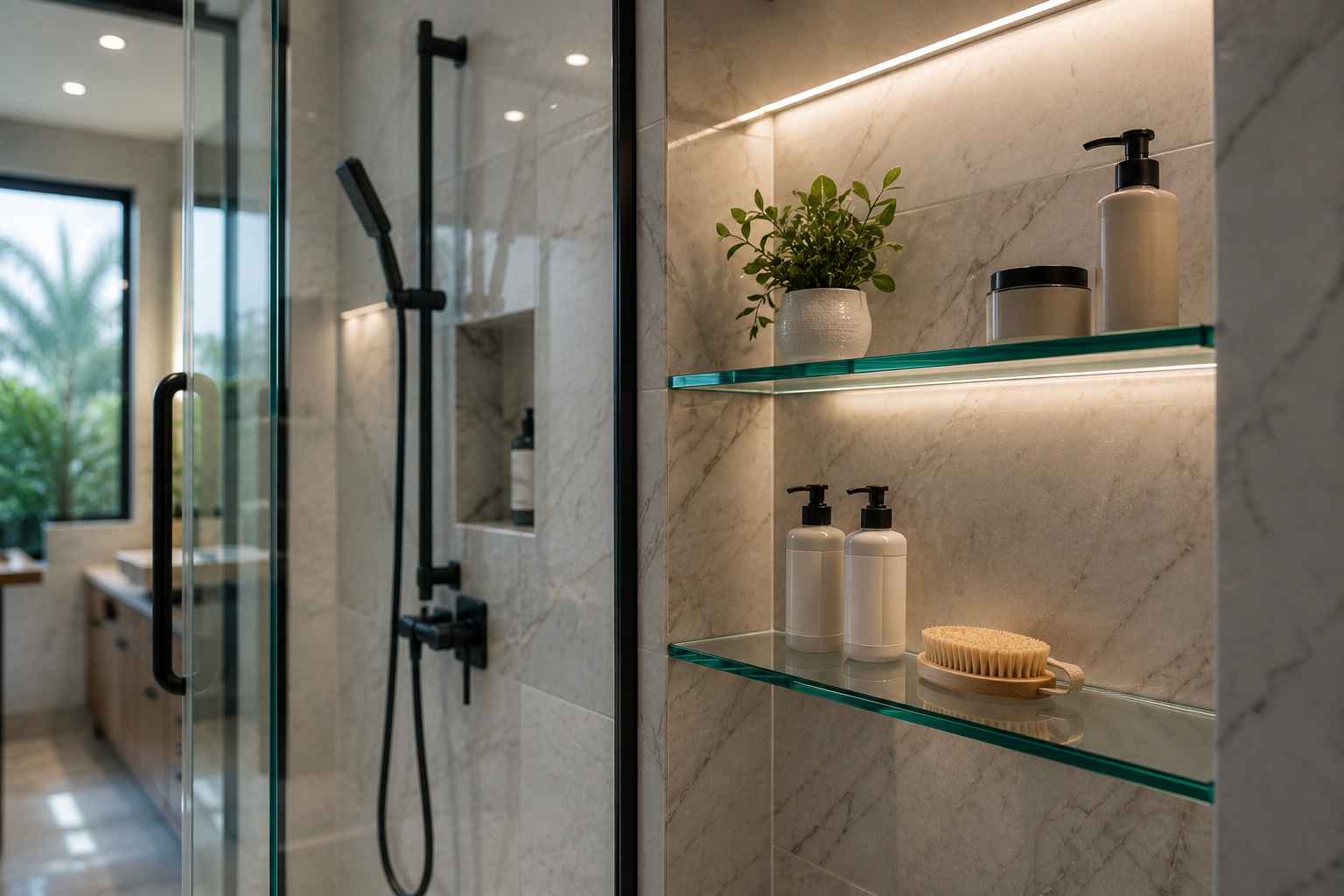 Custom Glass Shower Shelves