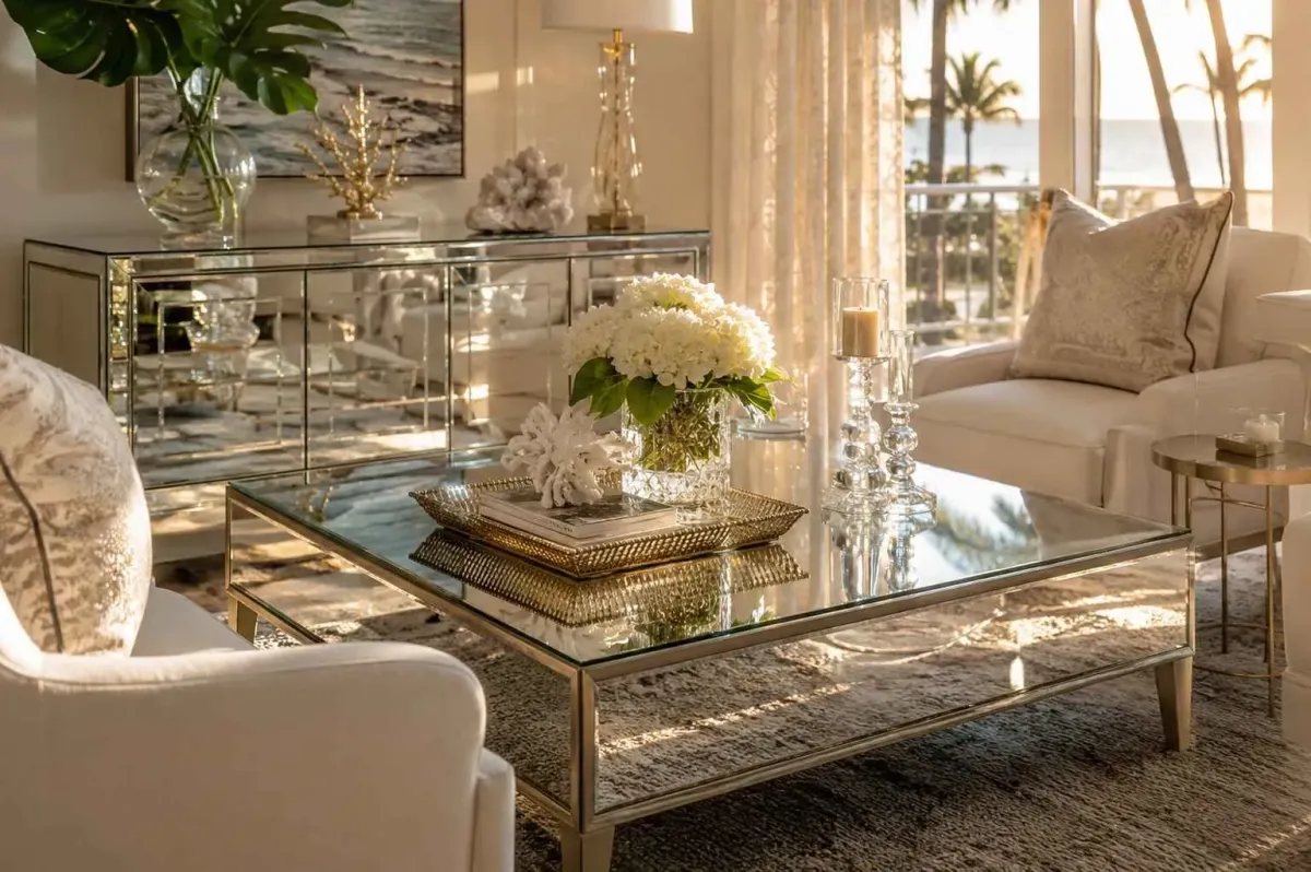 Custom mirror furniture tops