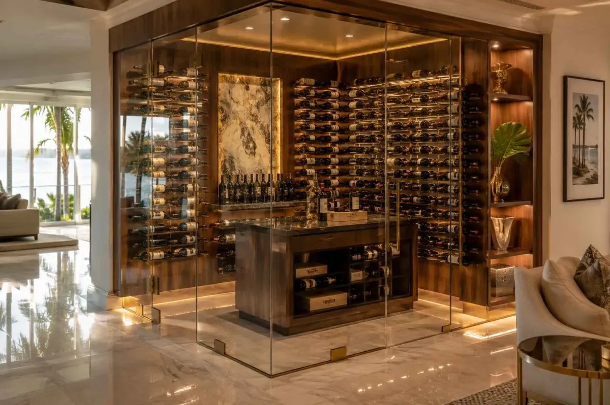 Glass wine cellar in Naples