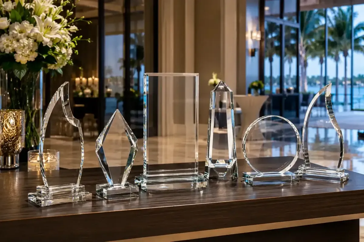 Custom glass awards in Naples