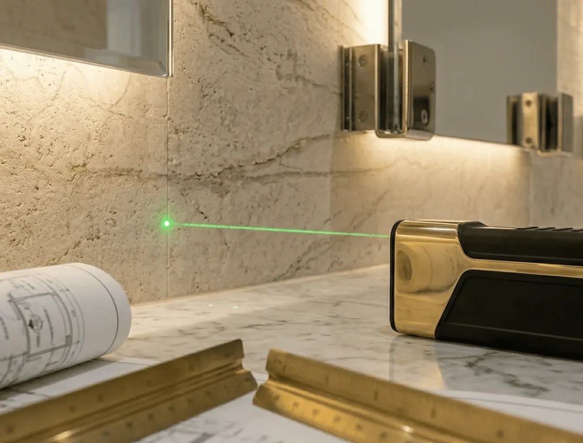 Precision measurement for custom residential mirrors in Naples, Florida