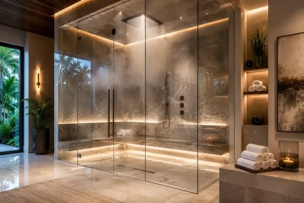 Floor to Ceiling Shower Glass for Steam Rooms