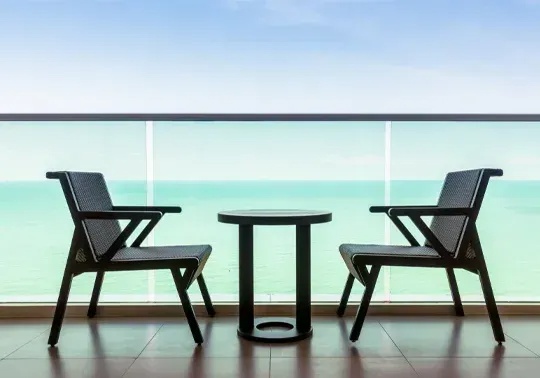 Balcony railings with glass at the Ritz-Carlton Residences