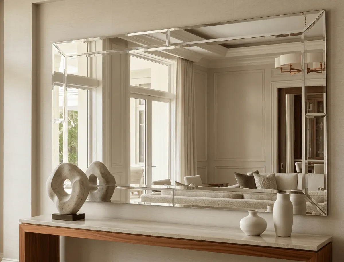 Securely mounted aesthetic wall mirror for long-term safety and stability