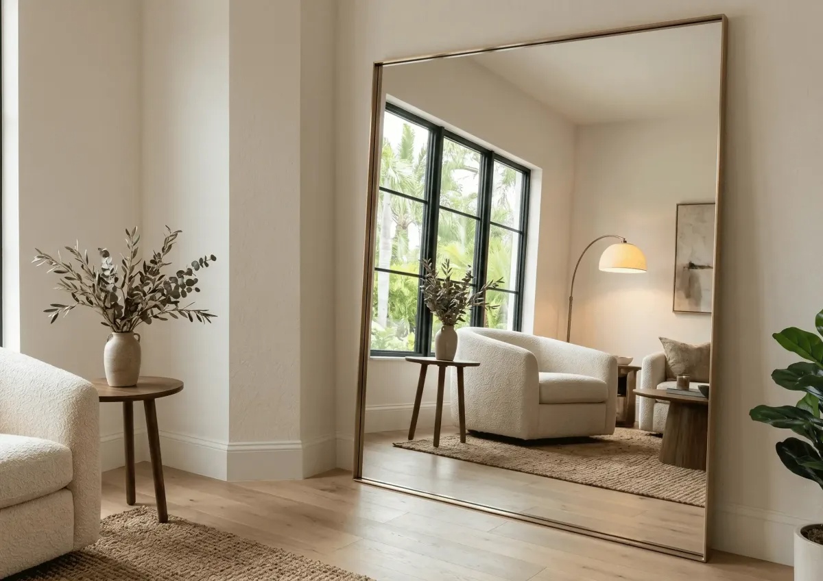 Premium low-iron floor mirror nearby for ultimate reflection clarity