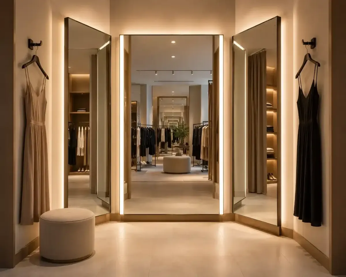 Retail fitting room mirrors
