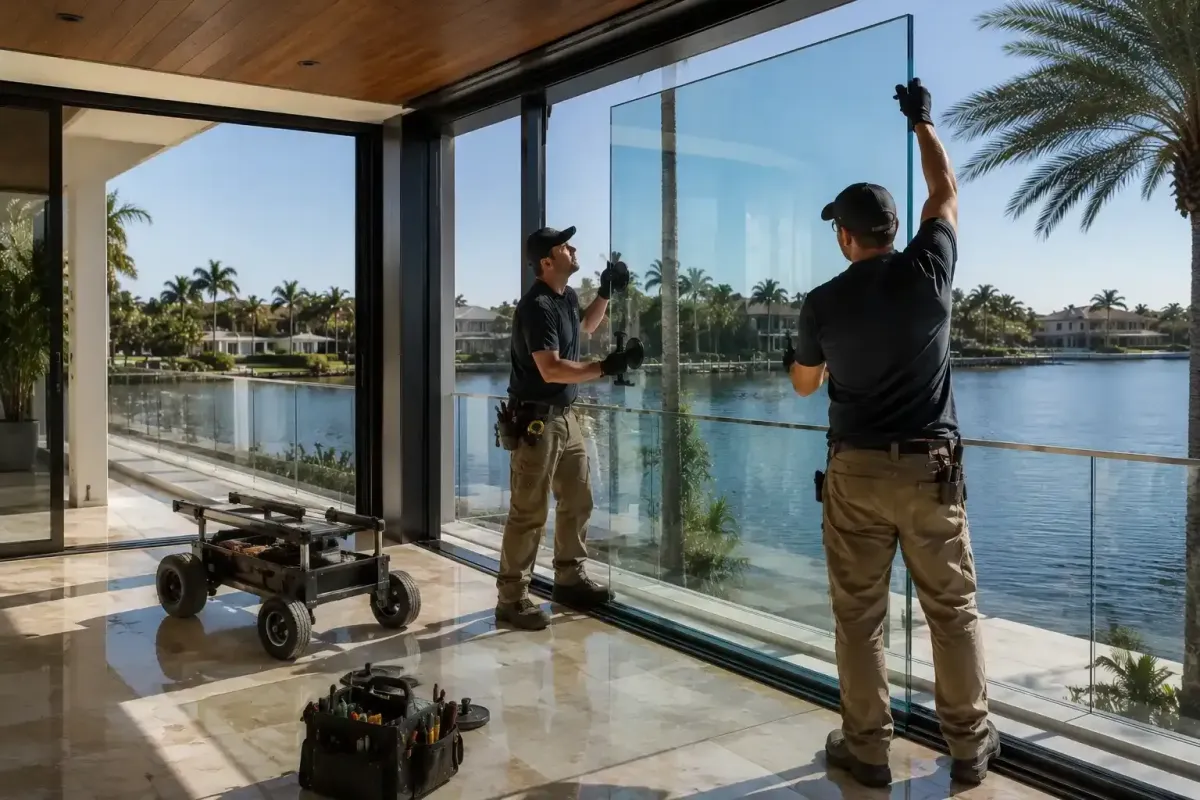 Fast glass installation in Naples