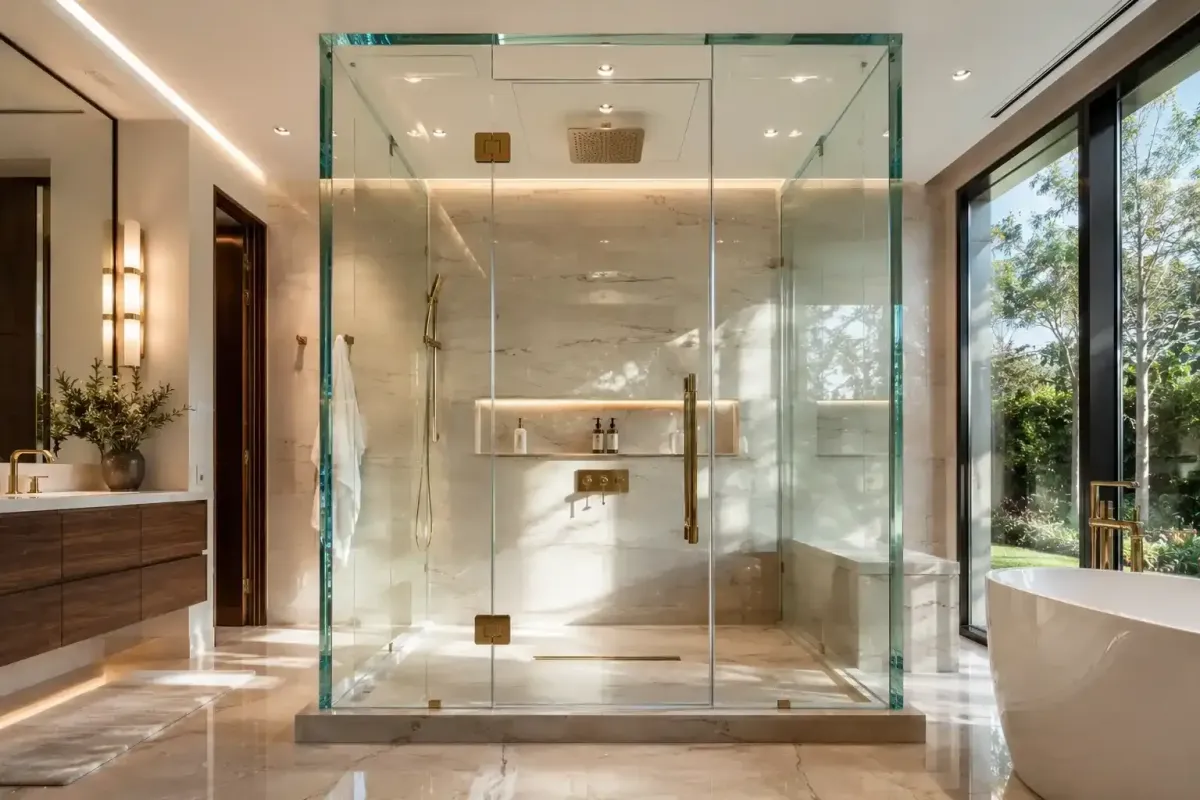 Heavy glass shower doors